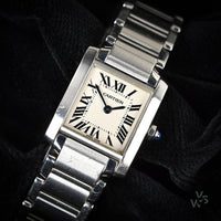 Cartier Tank Francaise - Model Ref: 3217 - White Roman Dial - c.2000 - Box & Papers - Vintage Watch Specialist