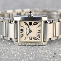 Cartier Tank Francaise - Model Ref: 3217 - White Roman Dial - c.2000 - Box & Papers - Vintage Watch Specialist