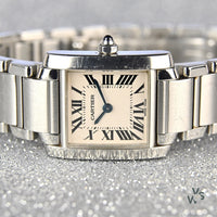 Cartier Tank Francaise - Model Ref: 3217 - White Roman Dial - c.2000 - Box & Papers - Vintage Watch Specialist