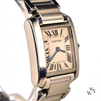 Cartier Tank Francaise - Model Ref: 3217 - White Roman Dial - c.2000 - Box & Papers - Vintage Watch Specialist