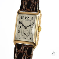 Cyma Art Deco Style Tank Dress Watch - Breguet Style Numerals - 9k Gold - c.1920s - Vintage Watch Specialist