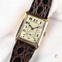 Cyma Art Deco Style Tank Dress Watch - Breguet Style Numerals - 9k Gold - c.1920s - Vintage Watch Specialist