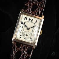 Cyma Art Deco Style Tank Dress Watch - Breguet Style Numerals - 9k Gold - c.1920s - Vintage Watch Specialist