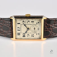 Cyma Art Deco Style Tank Dress Watch - Breguet Style Numerals - 9k Gold - c.1920s - Vintage Watch Specialist