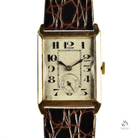 Cyma Art Deco Style Tank Dress Watch - Breguet Style Numerals - 9k Gold - c.1920s - Vintage Watch Specialist