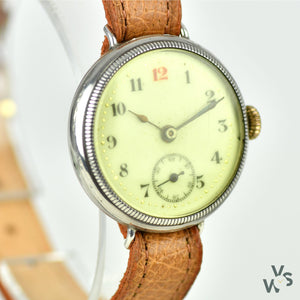 Elem WW1 Trench Watch - Silver Case - White Enamel Dial - c.1905 - Vintage Watch Specialist