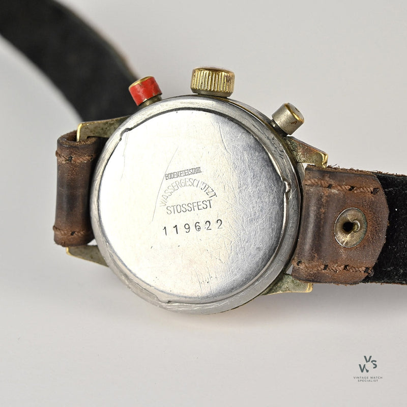 Boden Edelstahl, vintage German military wristwatch with subsidiary dial,  the case 22mm wide