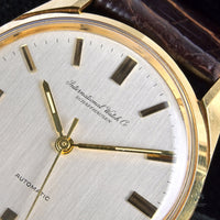 IWC Vintage 18k Gold Dress Watch - Silver Satin Brushed Dial - c.1969 - Vintage Watch Specialist