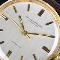 IWC Vintage 18k Gold Dress Watch - Silver Satin Brushed Dial - c.1969 - Vintage Watch Specialist