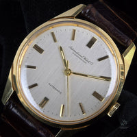 IWC Vintage 18k Gold Dress Watch - Silver Satin Brushed Dial - c.1969 - Vintage Watch Specialist