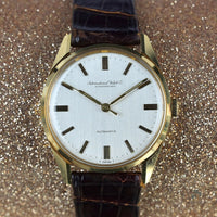 IWC Vintage 18k Gold Dress Watch - Silver Satin Brushed Dial - c.1969 - Vintage Watch Specialist