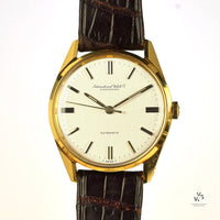 IWC Vintage 18k Gold Dress Watch - Silver Satin Brushed Dial - c.1969 - Vintage Watch Specialist