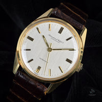 IWC Vintage 18k Gold Dress Watch - Silver Satin Brushed Dial - c.1969 - Vintage Watch Specialist