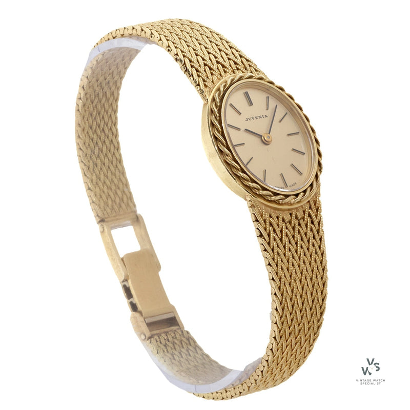 Juvenia Ladies 18k Gold Bracelet Dress Watch - c.1980 - Vintage Watch Specialist