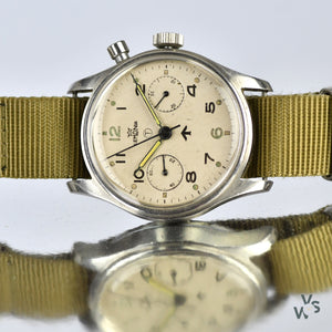 Lemania HS /|\ 9 - Monopusher Chronograph - Fleet Air Arm Military Issue - Hydrographic Survey - Vintage Watch Specialist