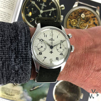 Lemania HS9 (0552/924-3305) - Monopusher Chronograph - Fleet Air Arm Military Issue - Vintage Watch Specialist