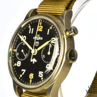 Lemania Single/Mono-pusher Chronograph - RAF Military Issued - Case Marking AM/6B/551 - Vintage Watch Specialist