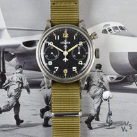 Lemania Single/Mono-pusher Chronograph - RAF Military Issued - Case Marking AM/6B/551 - Vintage Watch Specialist