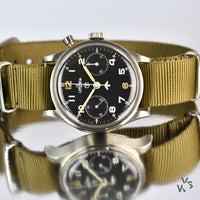 Lemania Single/Mono-pusher Chronograph - RAF Military Issued - Case Marking AM/6B/551 - Vintage Watch Specialist