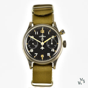 Lemania Single/Mono-pusher Chronograph - RAF Military Issued - Case Marking AM/6B/551 - Vintage Watch Specialist