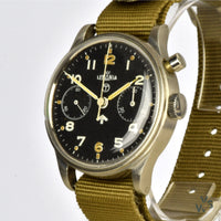 Lemania Single/Mono-pusher Chronograph - RAF Military Issued - Case Marking AM/6B/551 - Vintage Watch Specialist