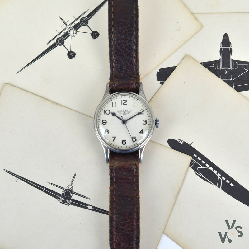 Longines 6B/159 WWII RAF-Issued British Military Watch - Off White Logo Dial - c.1941 - Vintage Watch Specialist
