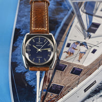 Longines - Five Star Admiral - Blue Linen Dial with Date - Issued c.1970s - Vintage Watch Specialist