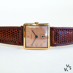 Longines Tank 18K Rose Gold Dress Watch - Salmon Dial c.1942 - Vintage Watch Specialist