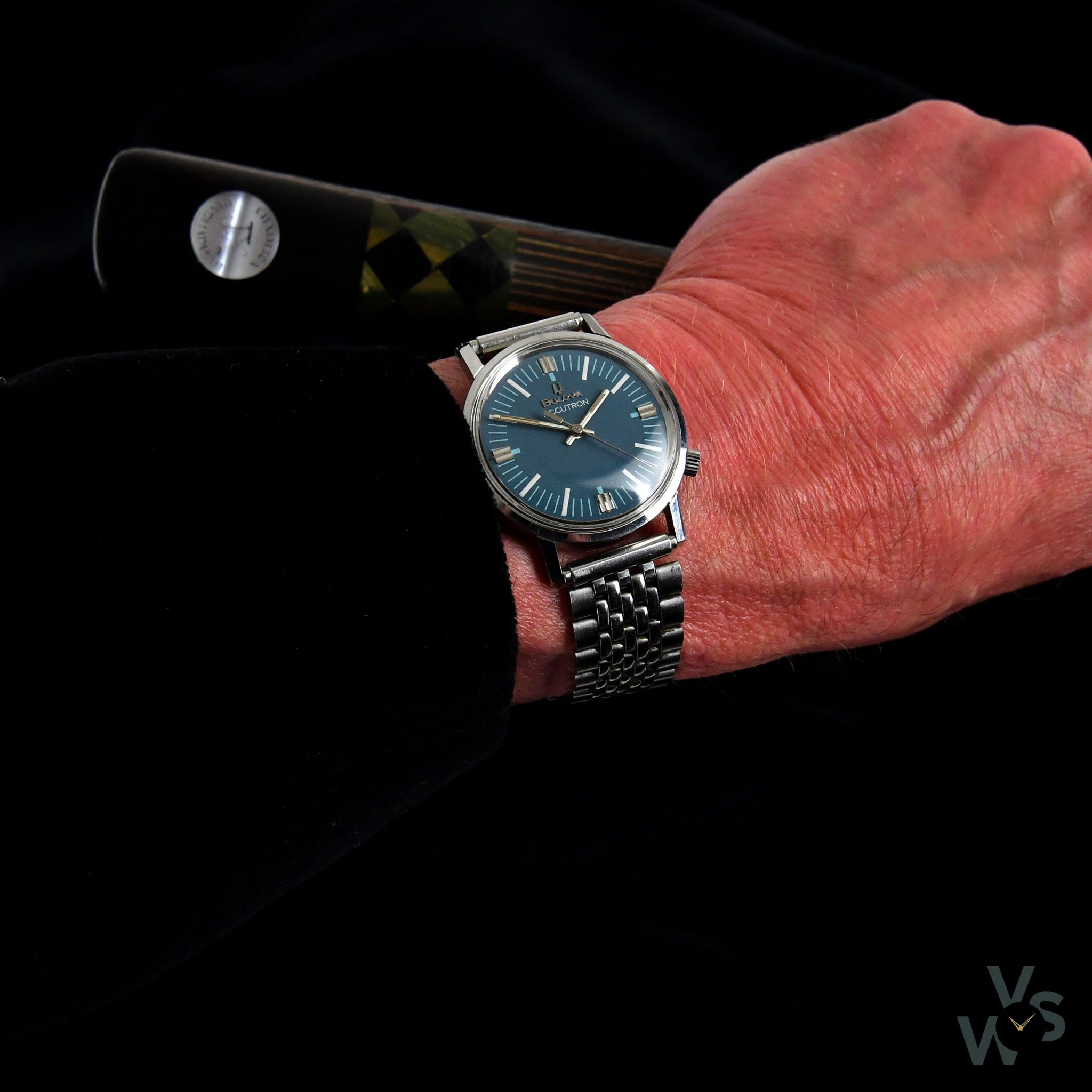 Mens Caravelle by Bulova Watch with Blue Dial and Bracelet Box Set Model  43K101  Zales