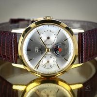 Mervos Wristwatch - Vintage Yellow Gold Plated Triple Calendar Moonphase - c.1960s - Vintage Watch Specialist