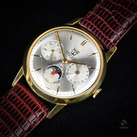 Mervos Wristwatch - Vintage Yellow Gold Plated Triple Calendar Moonphase - c.1960s - Vintage Watch Specialist