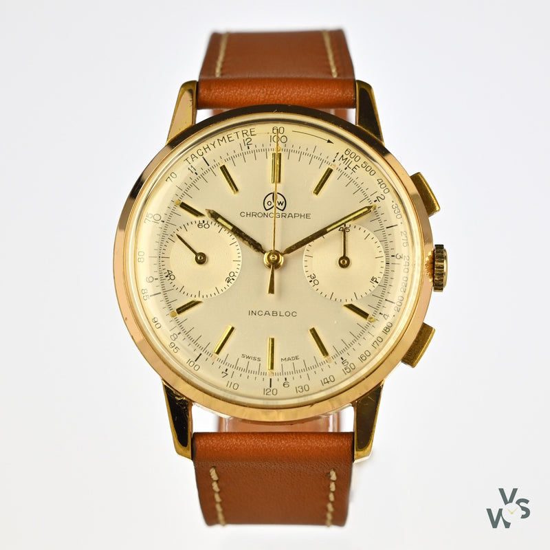 Ollech & Wajs Gold Plated Mechanical Chronograph - c.1940s - Vintage Watch Specialist