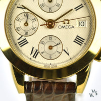 Omega 18k Gold Louis Brandt Automatic Chronograph with Box and Papers - Vintage Watch Specialist