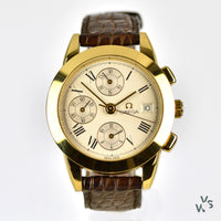 Omega 18k Gold Louis Brandt Automatic Chronograph with Box and Papers - Vintage Watch Specialist