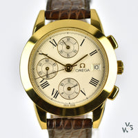 Omega 18k Gold Louis Brandt Automatic Chronograph with Box and Papers - Vintage Watch Specialist