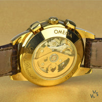 Omega 18k Gold Louis Brandt Automatic Chronograph with Box and Papers - Vintage Watch Specialist