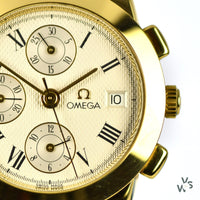 Omega 18k Gold Louis Brandt Automatic Chronograph with Box and Papers - Vintage Watch Specialist