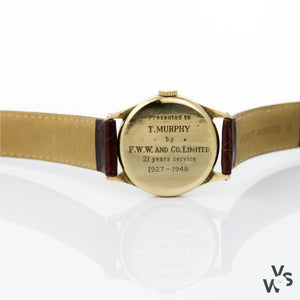 Omega 9K Gold Sub-Seconds Dress Watch - Dennison Cased - Vintagewatchspecialist
