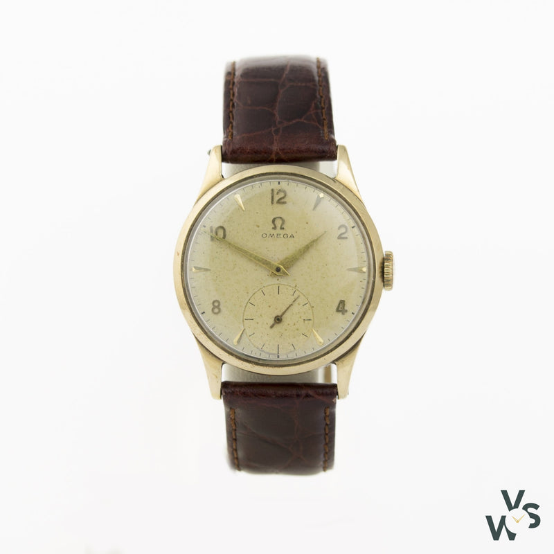 Omega 9K Gold Sub-Seconds Dress Watch - Dennison Cased - Vintagewatchspecialist
