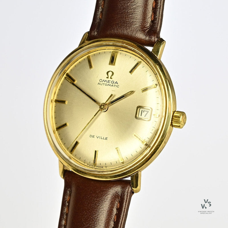 Omega De Ville Date - Reference 166.033 - 14k Gold Presentation Watch - 1969 - Vintage Watch Specialist