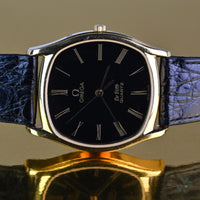 Omega De Ville - TV Case - Gold Plated - Black Dial - c.1981 - Reference 191.00.97 - Vintage Watch Specialist