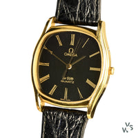 Omega De Ville - TV Case - Gold Plated - Black Dial - c.1981 - Reference 191.00.97 - Vintage Watch Specialist