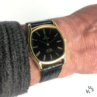 Omega De Ville - TV Case - Gold Plated - Black Dial - c.1981 - Reference 191.00.97 - Vintage Watch Specialist