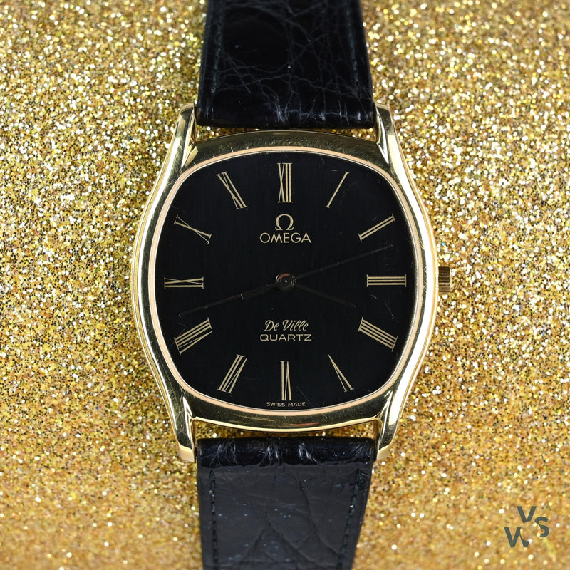 Omega De Ville - TV Case - Gold Plated - Black Dial - c.1981 - Reference 191.00.97 - Vintage Watch Specialist