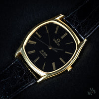 Omega De Ville - TV Case - Gold Plated - Black Dial - c.1981 - Reference 191.00.97 - Vintage Watch Specialist