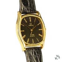 Omega De Ville - TV Case - Gold Plated - Black Dial - c.1981 - Reference 191.00.97 - Vintage Watch Specialist