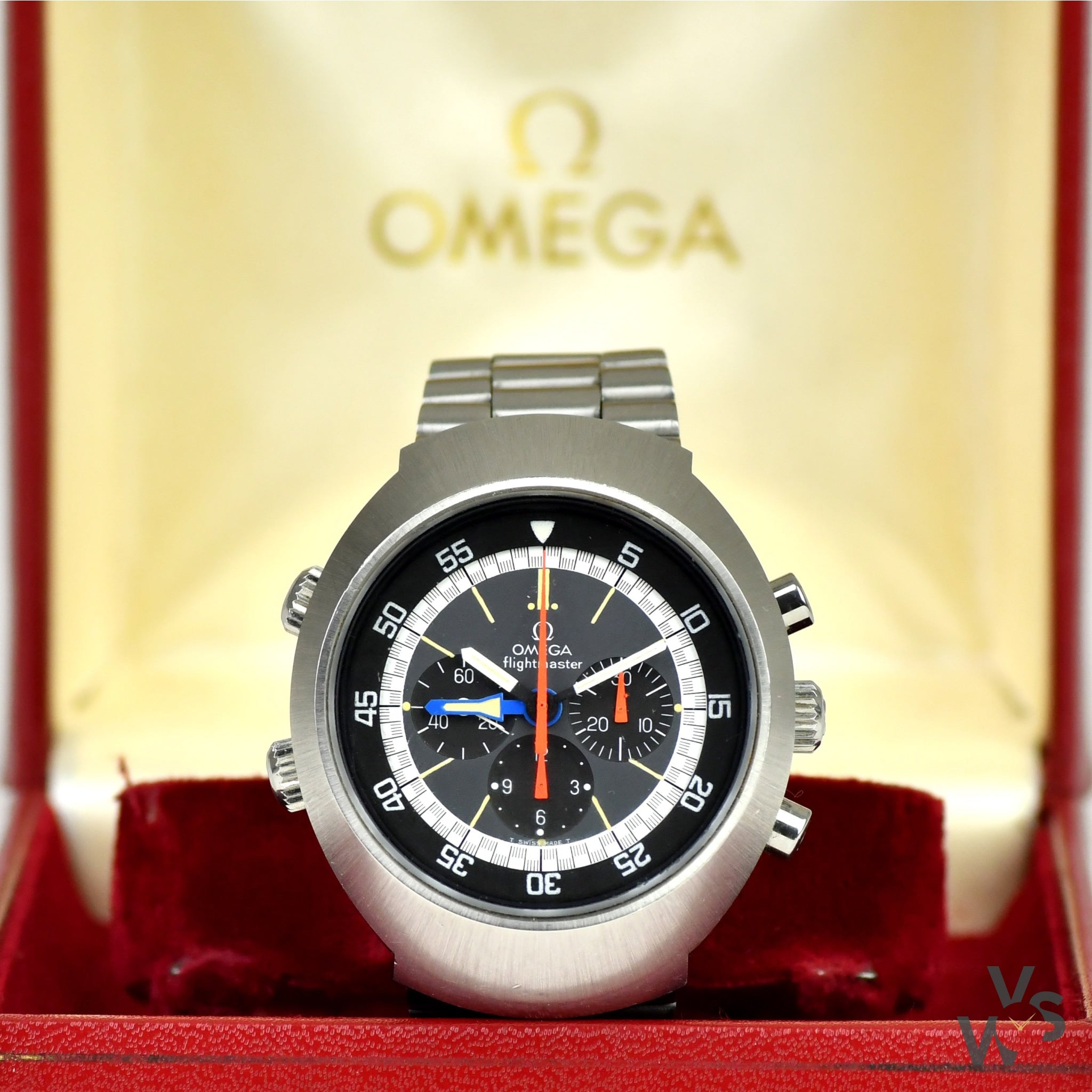 Omega Flightmaster Chronograph GMT 145.026 Cal. 911 c.1970 Black D Vintage Watch Specialist