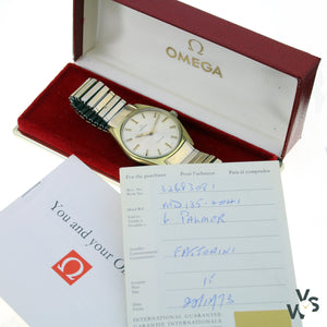 OMEGA GENEVE CALIBRE 601 REFERENCE 135.041 WITH ORIGINAL PAPERS c1970 - Vintage Watch Specialist