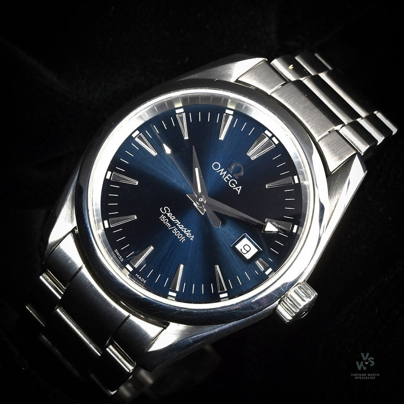 Omega Seamaster Aqua Terra Date - Model Ref: 196.1114 - Blue Dial - Issued 1998 - Vintage Watch Specialist