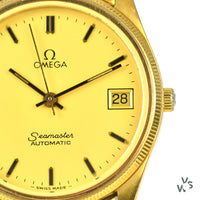 Omega Seamaster Automatic with Date on Bracelet Gold Plated Cal1110 21j - Vintage Watch Specialist